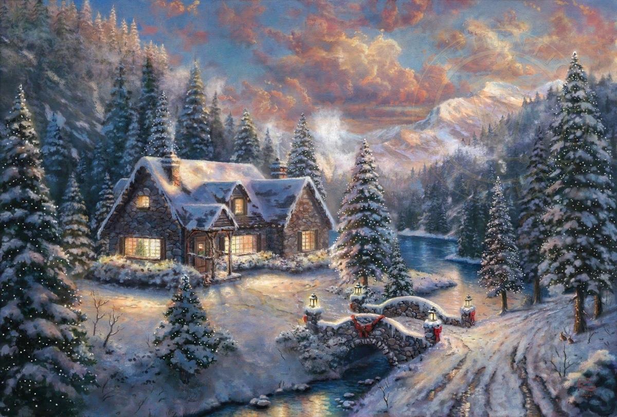 High Country Christmas Thomas Kinkade Oil Paintings